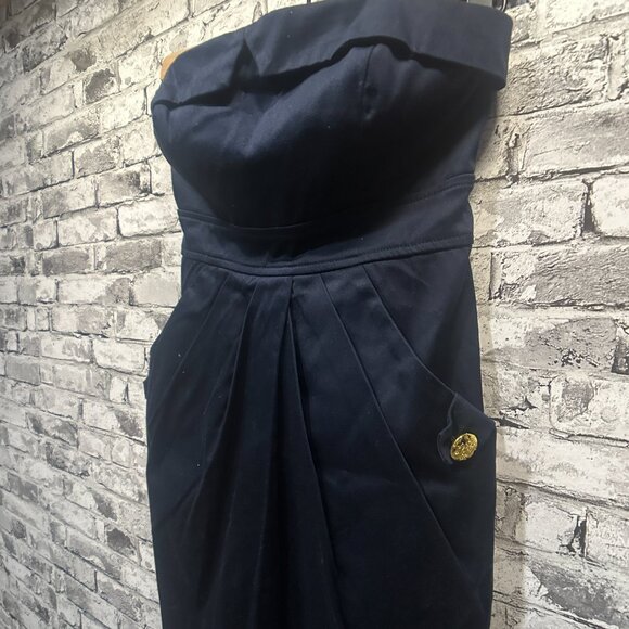 EUC City Triangles Navy Blue Mini Dress w/Tie Size 3 - Picture 3 of 14